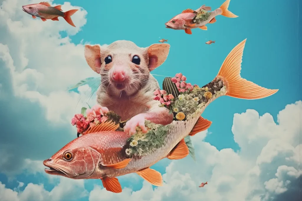 psychedelic fish and mouse